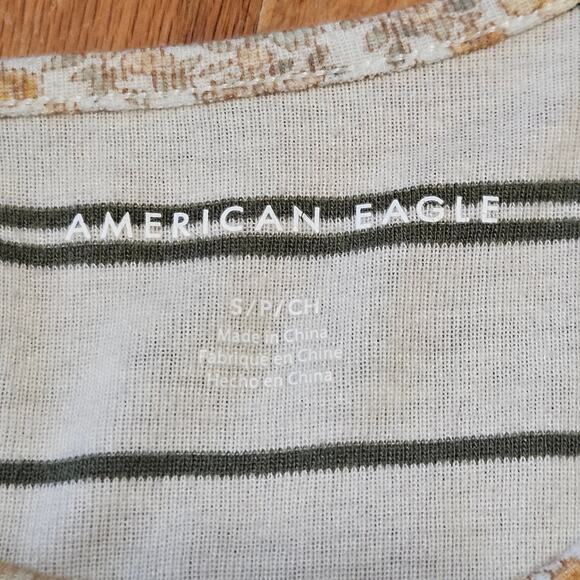 American Eagle Patchwork Floral & Stripe Long Sleeve Top Small - Picture 3 of 11